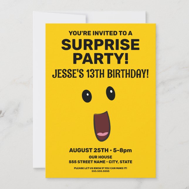 Surprise Face Birthday Invitation (Front)