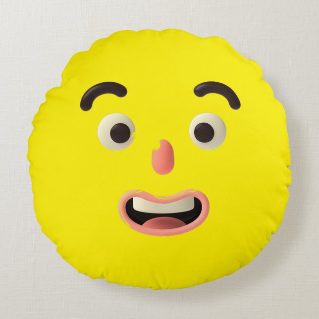 Surprise Face – Fun Round Cushion (Front)
