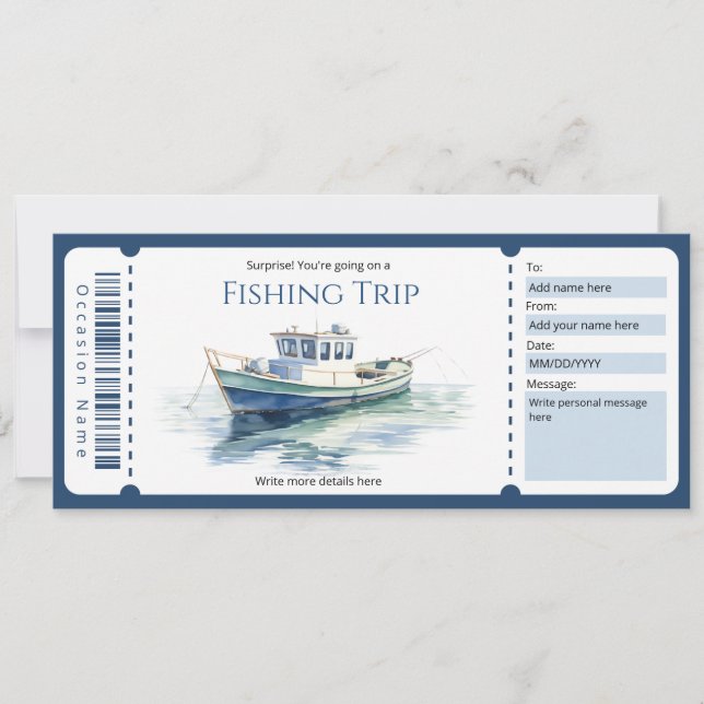 Surprise Fishing Trip Gift Certificate Template (Front)