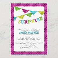 Surprise Flags Surprise Party Invitation in Purple