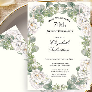 Surprise Floral Border Womens 70th Birthday Invitation