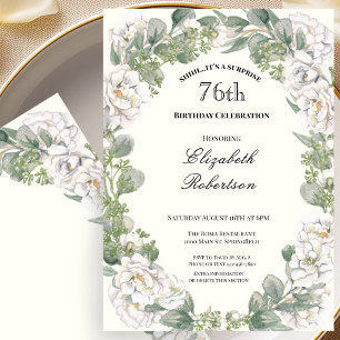 Surprise Floral Border Womens 76th Birthday Custom Invitation