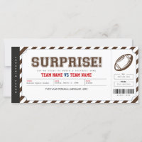 Surprise Football Game Stadium Gift Ticket