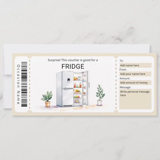 Surprise Fridge Gift Certificate  Invitation (Front)