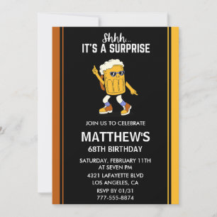 Surprise Funny Beer Men 68th birthday invitations 