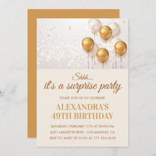 Surprise Gold Balloons 49th birthday invitations 