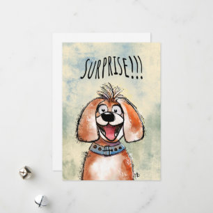 Surprise! Happy Dog! Funny card. Holiday Card