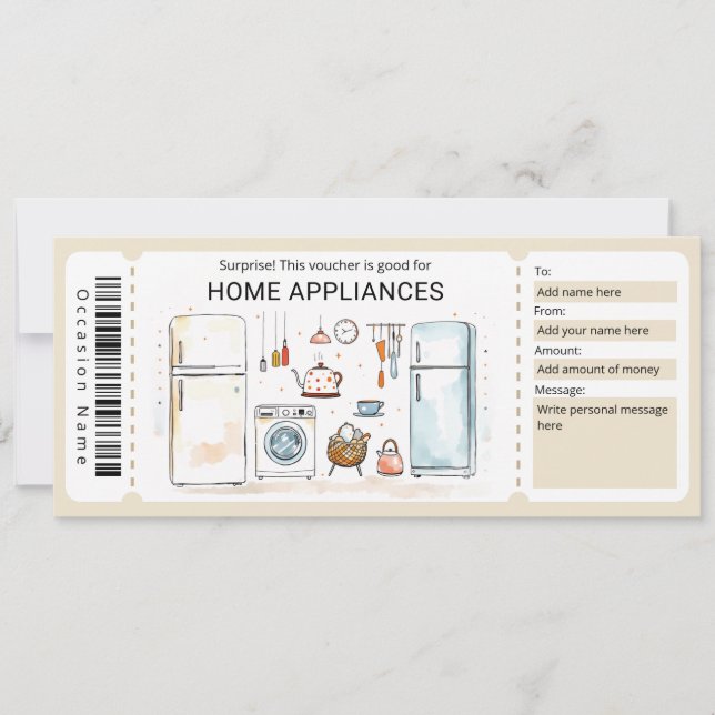Surprise Home Appliances Gift Certificate  Invitation (Front)