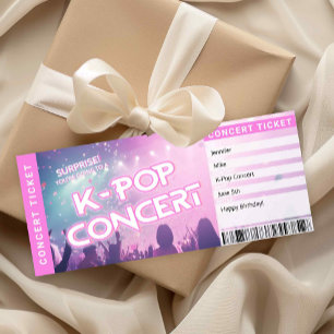 Surprise K-Pop Concert Ticket Fan Gift Reveal Card