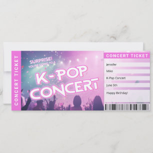 Surprise K-Pop Concert Ticket Fan Gift Reveal Card