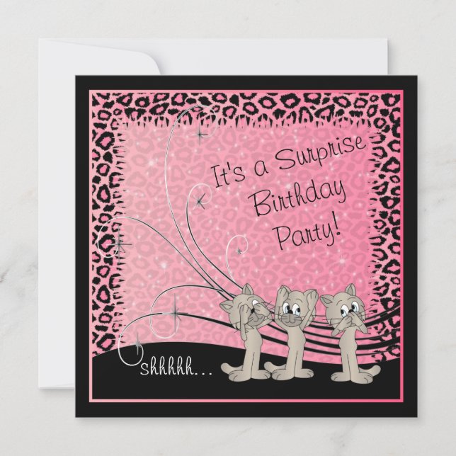 Surprise Kid's Birthday Party Kittens Invitation (Front)