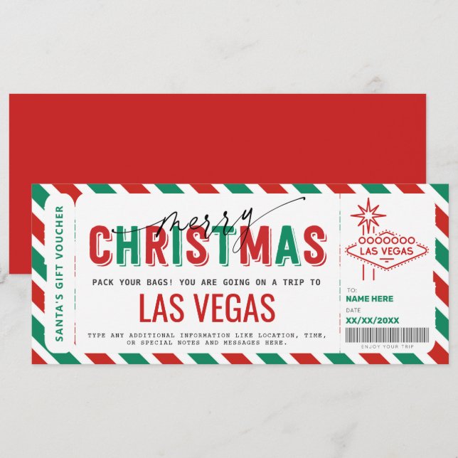Surprise Las Vegas Trip Gift Ticket Voucher (Front/Back)
