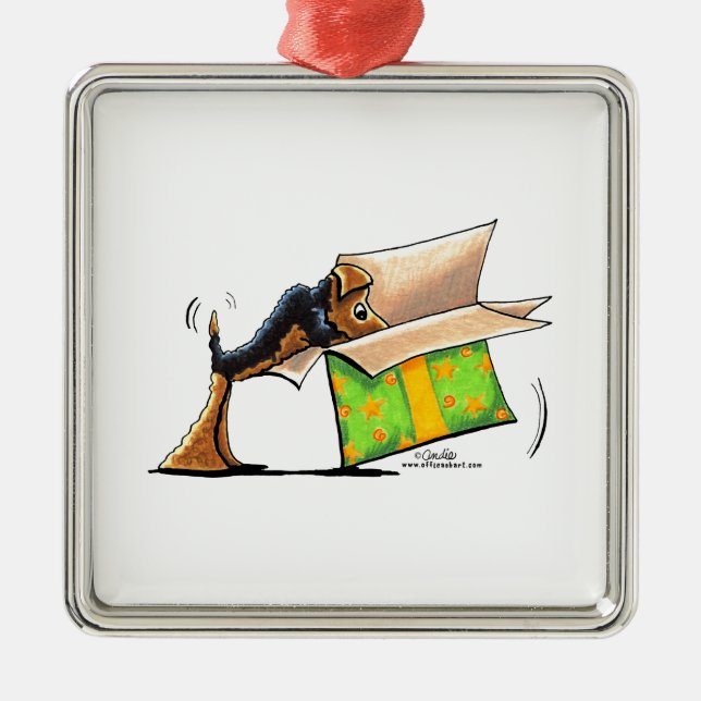 Surprise Me Airedale Welsh Terrier Metal Tree Decoration (Front)