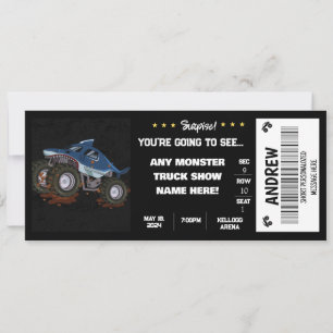 SURPRISE MONSTER  TRUCKS GIFT TICKET INVITATION