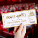 Surprise Movie Night Ticket Voucher Coupon<br><div class="desc">Are you planning to give a surprise Movie Night as a gift but you feel bad for not having anything physical to pack? So this Voucher Template is perfect for you. Text is fully editable, and you can also change colours and position of the graphics to your liking. It also...</div>