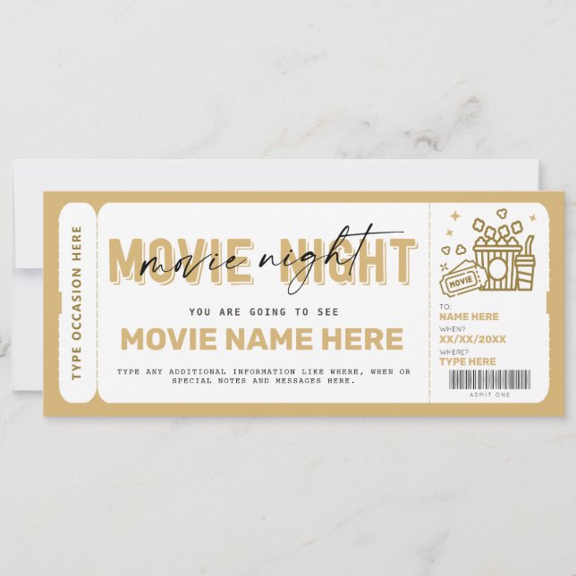 Surprise Movie Night Ticket Voucher Coupon  Invitation (Front)