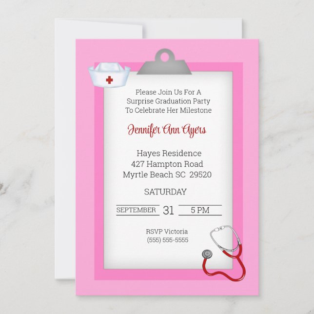 Surprise Nurse Graduation Party Invitation (Front)