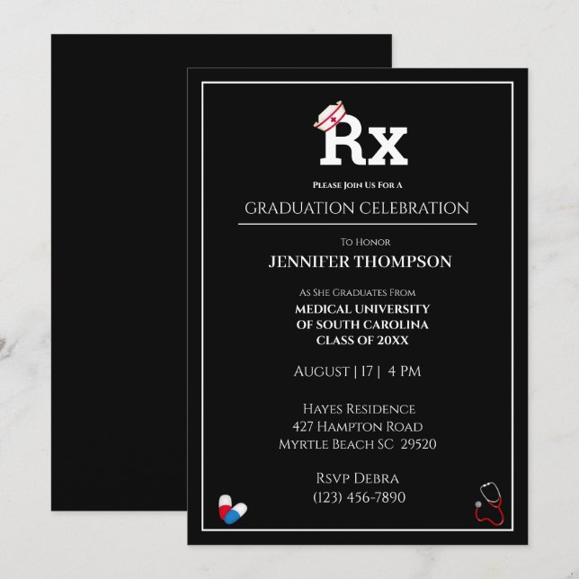 Surprise Nurse Rx Graduation Party Invitation (Front/Back)