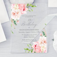 SURPRISE PARTY 18th Birthday Pink Peony Floral
