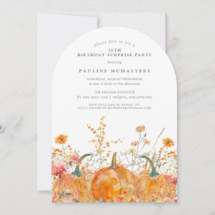 SURPRISE PARTY 18th Birthday Pumpkin Wildflower Invitation
