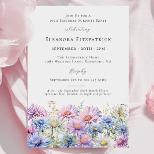 SURPRISE PARTY 19th September Birth Month Flower Invitation