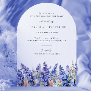SURPRISE PARTY 25th Birthday July Birth Flower Invitation