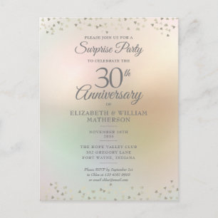 Surprise Party 30th Anniversary Hearts Confetti  Postcard