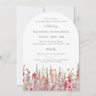 SURPRISE PARTY 30th Birthday August Birth Flower Invitation