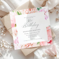SURPRISE PARTY 30th Birthday Pink Floral Square
