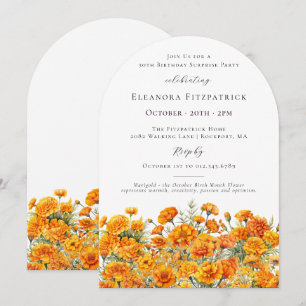 SURPRISE PARTY 30th Marigold October Birth Flower Invitation