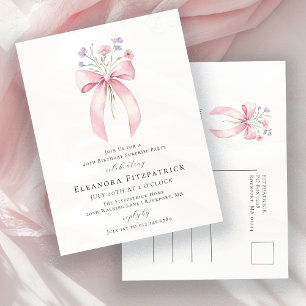 SURPRISE PARTY 40th Birthday Bow Wildflower Invitation Postcard