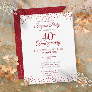 Surprise Party 40th Wedding Anniversary Ruby Heart Postcard