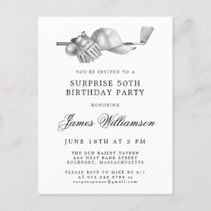 SURPRISE Party 50th Birthday Golf Theme Invitation Postcard