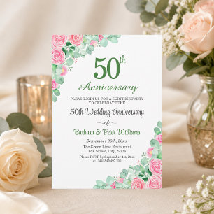 Surprise Party 50th Wedding Anniversary Roses Invitation