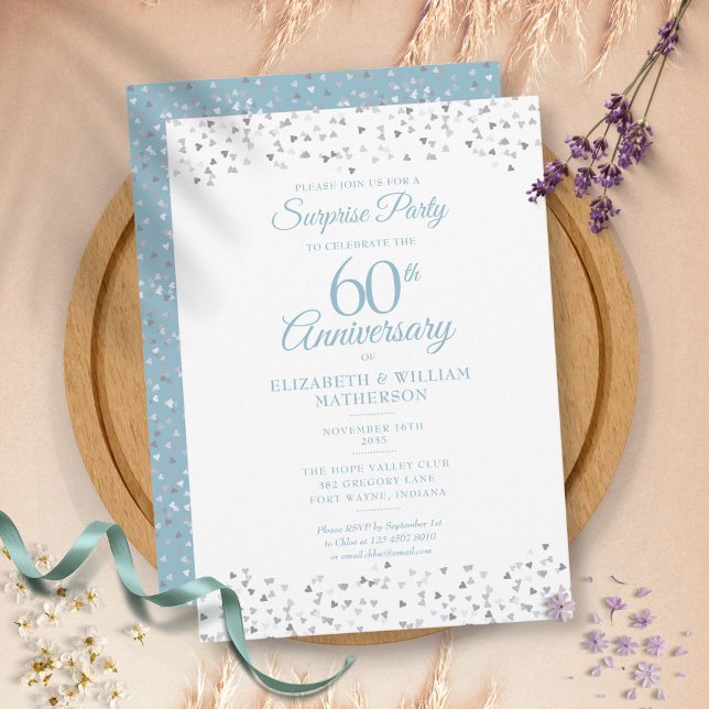 Surprise Party 60th Anniversary Love Hearts Invitation (Creator Uploaded)