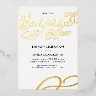 Surprise Party 60th Birthday Gold Foil Invitation