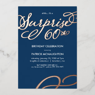 Surprise Party 60th Birthday Gold Foil Invitation