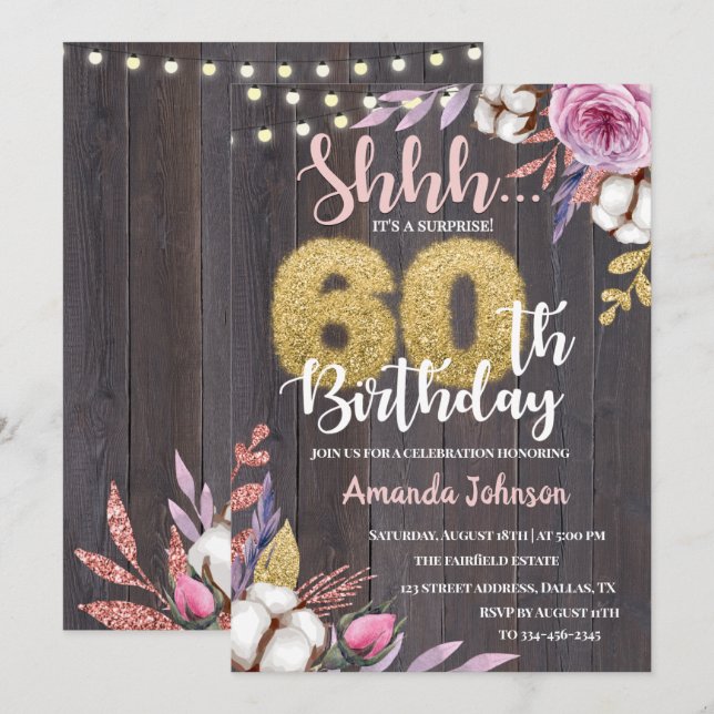 Surprise Party 60th Birthday Invitation (Front/Back)