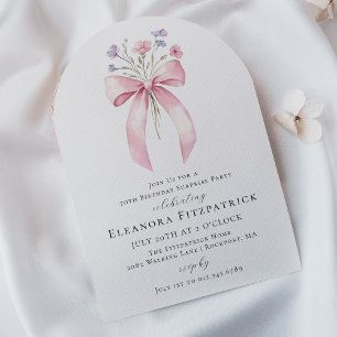 SURPRISE PARTY 70th Birthday Bow Wildflower Arch Invitation