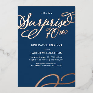 Surprise Party 70th Birthday Gold Foil Invitation