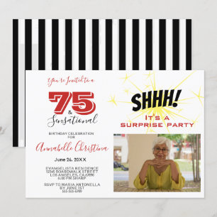 SURPRISE PARTY 75 & SENSATIONAL 75th Birthday Invitation