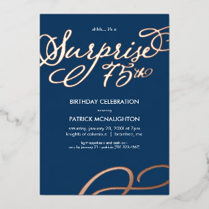 Surprise Party 75th Birthday Gold Foil Invitation