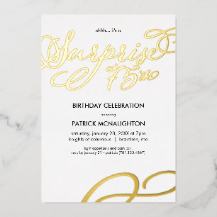 Surprise Party 75th Birthday Gold Foil Invitation