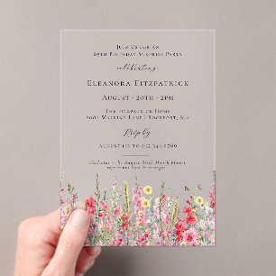 SURPRISE PARTY 85th Birthday August Birth Flower Acrylic Invitations
