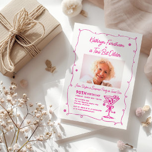 SURPRISE PARTY 90th Birthday Photo Martini Invitation