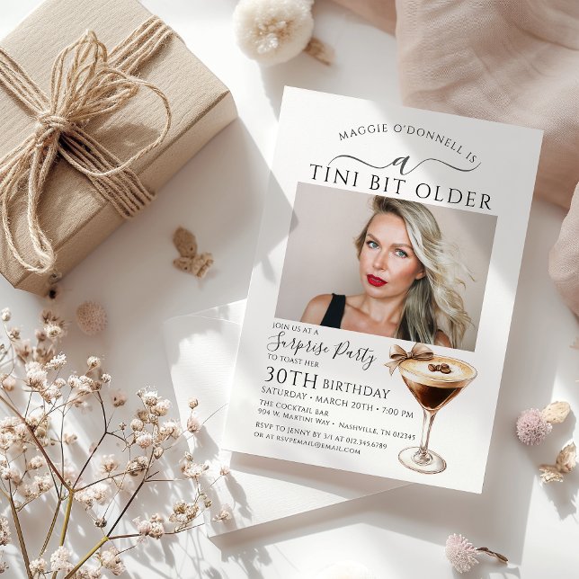 SURPRISE PARTY A Tini Bit Older Martini 30th Invitation (Creator Uploaded)