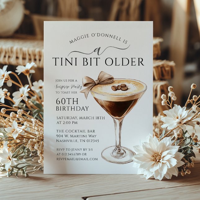 SURPRISE PARTY A Tini Bit Older Martini 60th Invitation (Creator Uploaded)