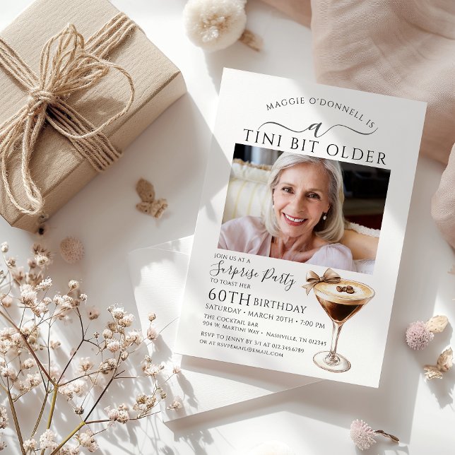 SURPRISE PARTY A Tini Bit Older Martini 60th Invitation (Creator Uploaded)