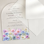 SURPRISE PARTY ARCH 100 September Birth Flower<br><div class="desc">Elegant watercolor asters create a floral border at the bottom of this arch-shaped acrylic surprise party birthday invitation. The soft pastel purple,  pink blue and white flowers are the September birthday month flower making this the perfect theme for your September birthday.</div>