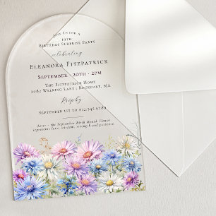 SURPRISE PARTY ARCH 19 September Birth Flower Acrylic Invitations